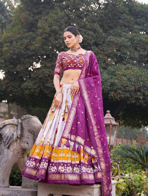 lahnga-choli-ss-47.jpg New Galgoto Floral Tussar Silk Lehenga Set – Traditional Wear by My Fashion - Image 3