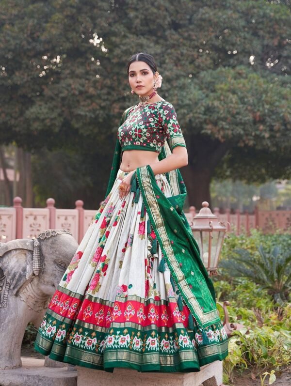 lahnga-choli-ss-48.jpg New Galgoto Floral Tussar Silk Lehenga Set – Traditional Wear by My Fashion - Image 2