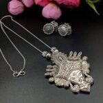 Oxidised Chain Necklace with Jhumka Earrings