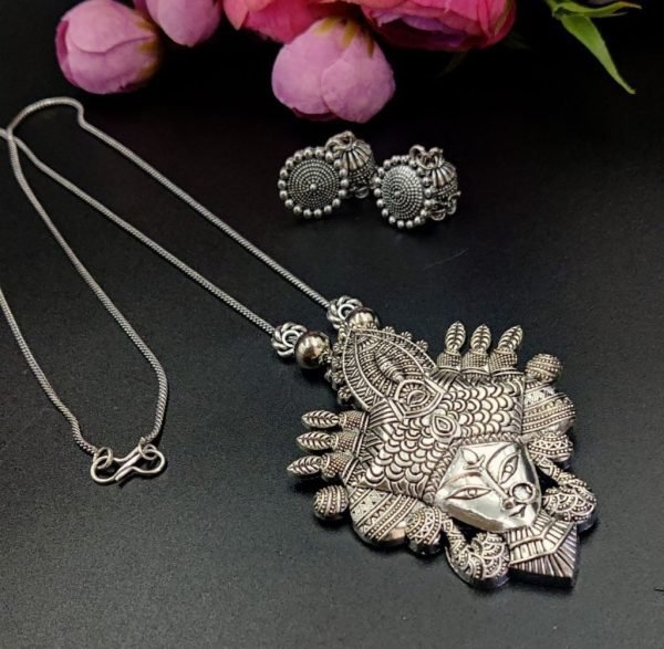 Oxidised Chain Necklace with Jhumka Earrings Oxidised Chain Necklace with Jhumka Earrings