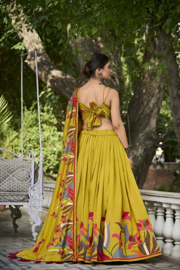 New Tusser Silk Lehenga Choli with Floral Print and Dupatta – 2 Colors by My Fashion - Image 3