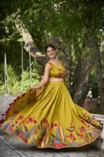 New Tusser Silk Lehenga Choli with Floral Print and Dupatta – 2 Colors by My Fashion - Image 4