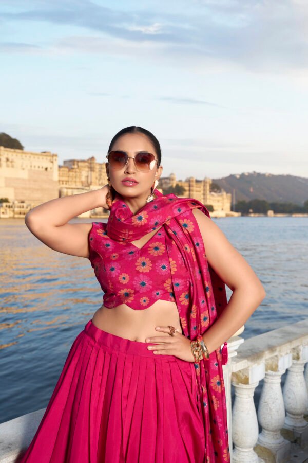 1232PNK CLO Tussar Silk Lehenga Set