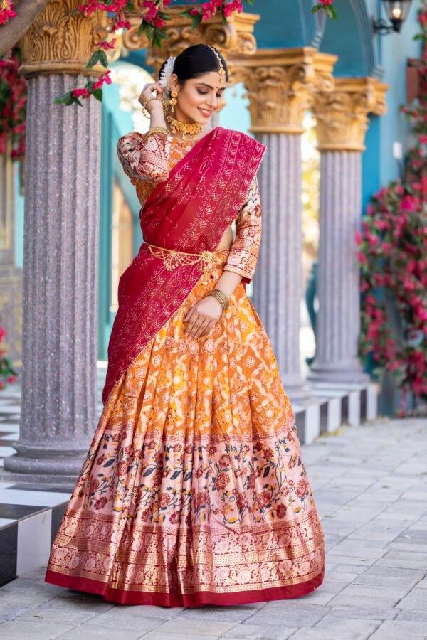 5T2A7621 copy Exquisite Tussar Silk Lehenga Set – Floral & Patola Print | My Fashion - Image 2