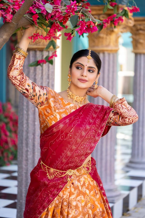 5T2A7630 copy Exquisite Tussar Silk Lehenga Set – Floral & Patola Print | My Fashion - Image 4