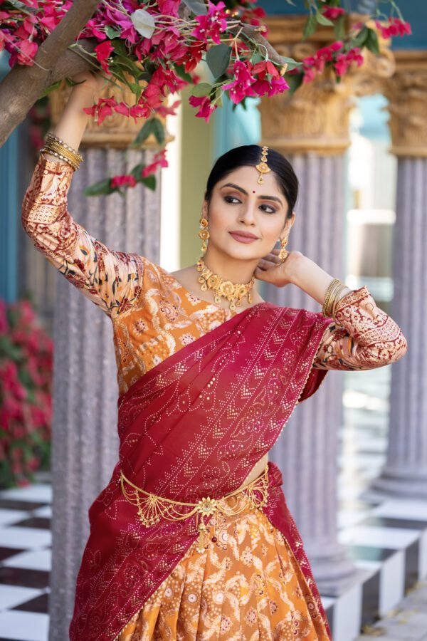 Exquisite Tussar Silk Lehenga Set – Floral & Patola Print | My Fashion - Image 4