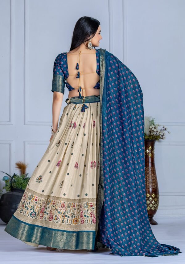 Buy Jacquard Lehenga Set in Heavy Lichi Fabric – 5 Stunning Colors | My Fashion - Image 6