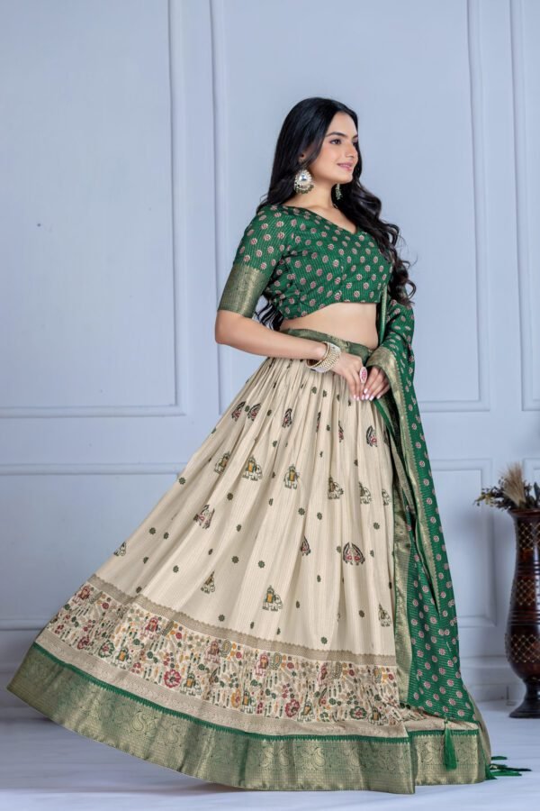Buy Jacquard Lehenga Set in Heavy Lichi Fabric – 5 Stunning Colors | My Fashion - Image 10