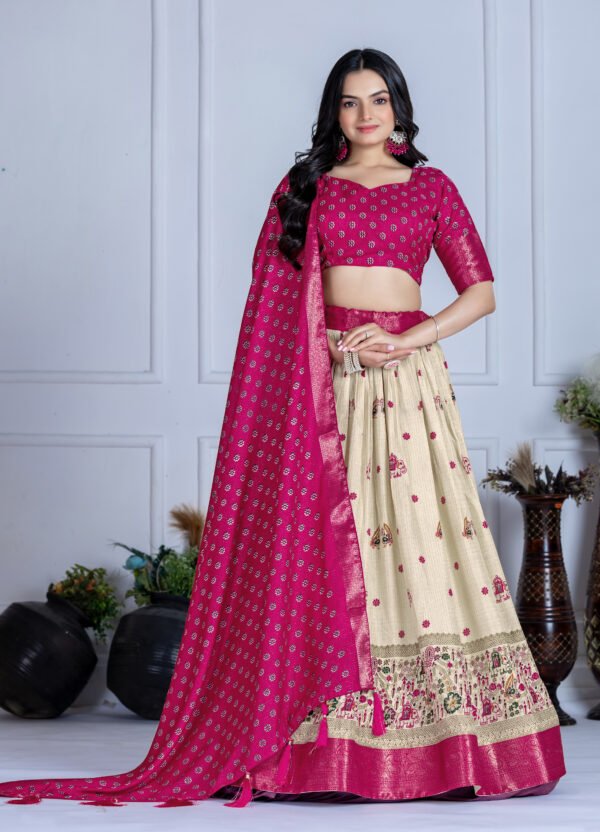 HATHI PINK (1) Buy Jacquard Lehenga Set in Heavy Lichi Fabric – 5 Stunning Colors | My Fashion - Image 14