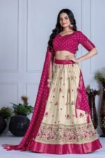 Buy Jacquard Lehenga Set in Heavy Lichi Fabric – 5 Stunning Colors | My Fashion - Image 15