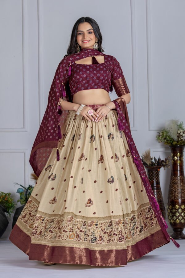 HATHI WINE (3) Buy Jacquard Lehenga Set in Heavy Lichi Fabric – 5 Stunning Colors | My Fashion - Image 21