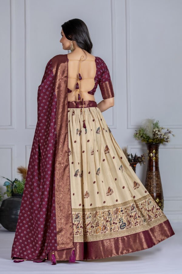HATHI WINE (4) Buy Jacquard Lehenga Set in Heavy Lichi Fabric – 5 Stunning Colors | My Fashion - Image 22