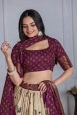 Buy Jacquard Lehenga Set in Heavy Lichi Fabric – 5 Stunning Colors | My Fashion - Image 23