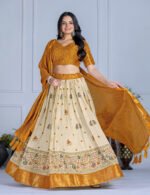 Buy Jacquard Lehenga Set in Heavy Lichi Fabric – 5 Stunning Colors | My Fashion - Image 27