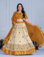 Buy Jacquard Lehenga Set in Heavy Lichi Fabric – 5 Stunning Colors | My Fashion - Image 27