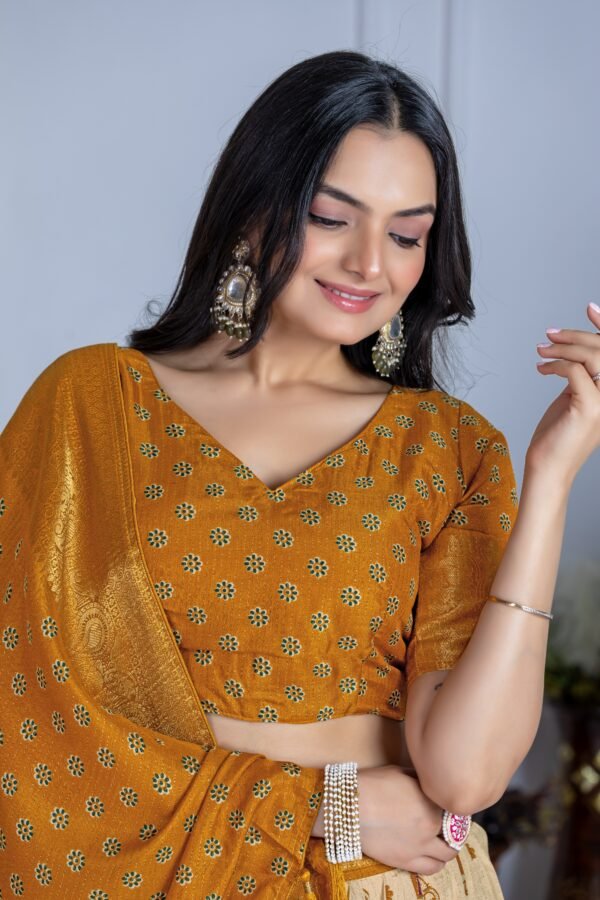 HATHI YELLOW (6) Buy Jacquard Lehenga Set in Heavy Lichi Fabric – 5 Stunning Colors | My Fashion - Image 26