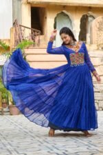 Laheriya Print Kutchi Patchwork Gown