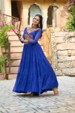 Laheriya Print Kutchi Patchwork Gown