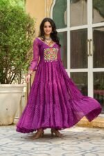 Laheriya Print Kutchi Patchwork Gown in Georgette – My Fashion - Image 4