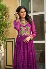Laheriya Print Kutchi Patchwork Gown