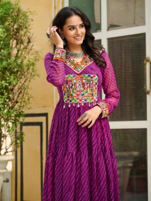 Laheriya Print Kutchi Patchwork Gown