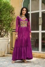 Laheriya Print Kutchi Patchwork Gown in Georgette – My Fashion - Image 6