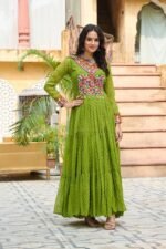 Laheriya Print Kutchi Patchwork Gown
