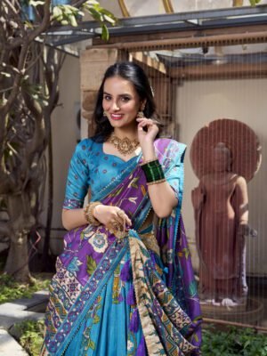 Nitya Floral Tussar Silk Lehenga Set