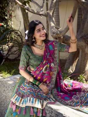 Nitya Floral Tussar Silk Lehenga Set