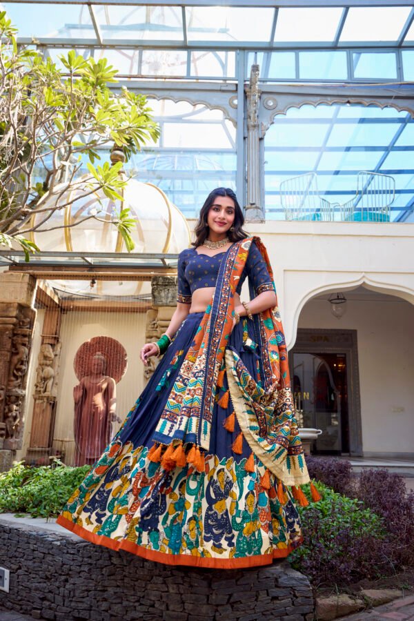 Nitya Floral Tussar Silk Lehenga Set Nitya Floral Tussar Silk Lehenga Set