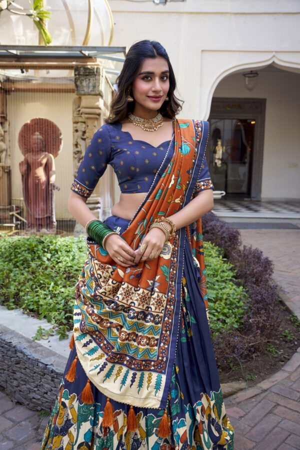 Nitya Floral Tussar Silk Lehenga Set