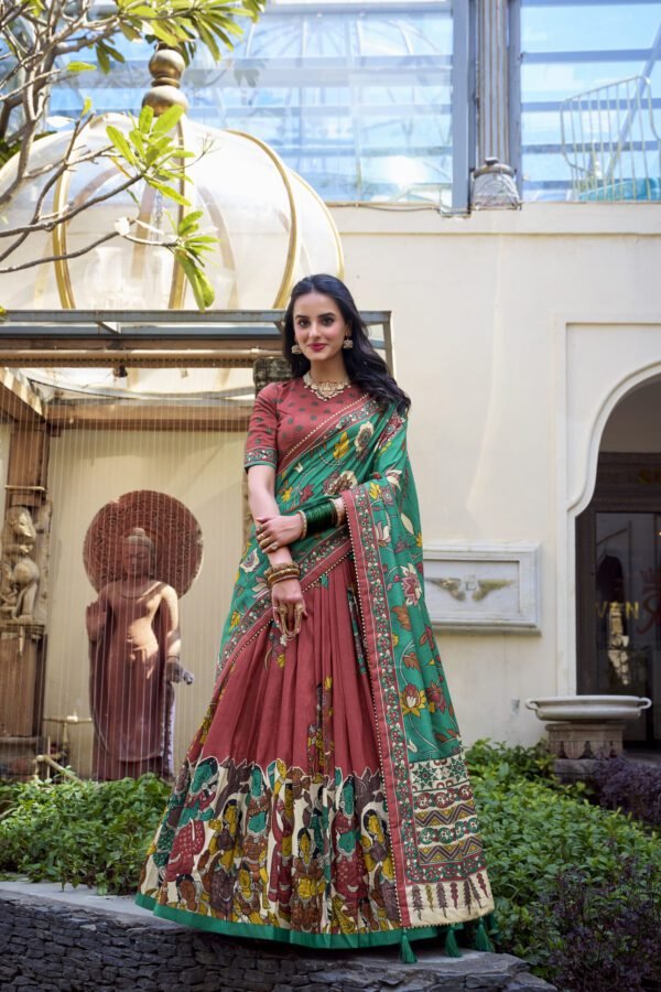 Nitya Floral Tussar Silk Lehenga Set