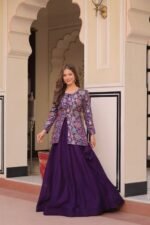 Purple & Maroon Vichitra Silk Lehenga
