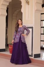 Purple-Maroon Vichitra Silk Lehenga Set