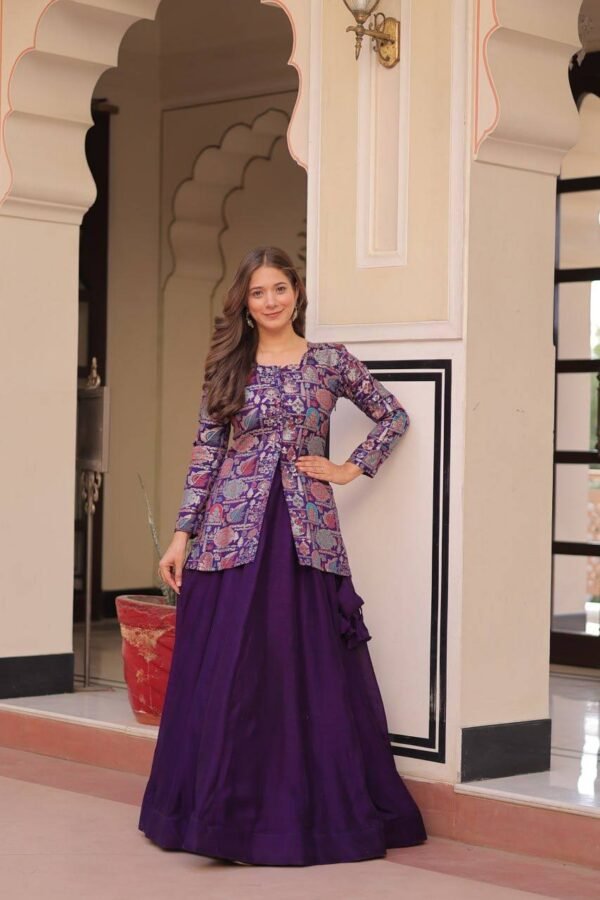 Purple & Maroon Vichitra Silk Lehenga Purple-Maroon Vichitra Silk Lehenga Set