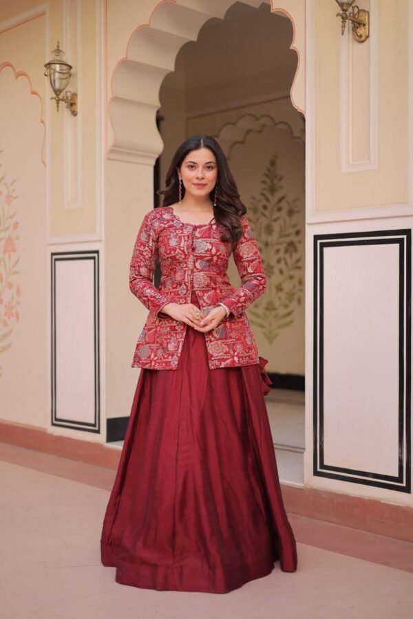 Purple & Maroon Vichitra Silk Lehenga (19) New Purple-Maroon Vichitra Silk Lehenga Set with Jacquard Blouse | My Fashion - Image 9