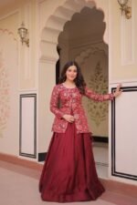 Purple & Maroon Vichitra Silk Lehenga