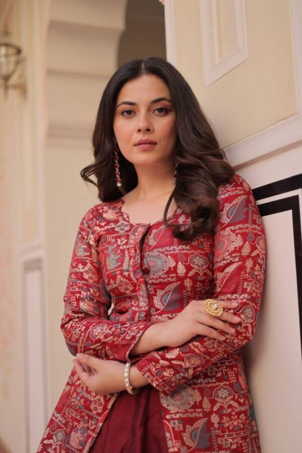 Purple & Maroon Vichitra Silk Lehenga (5) New Purple-Maroon Vichitra Silk Lehenga Set with Jacquard Blouse | My Fashion - Image 11