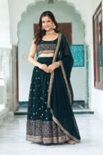 Semi-Stitched Embroidered Lehenga