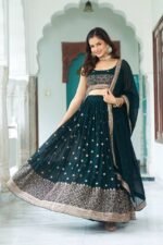 Semi-Stitched Embroidered Lehenga