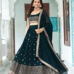 Semi-Stitched Embroidered Lehenga