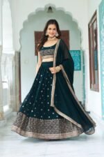 Semi-Stitched Embroidered Lehenga