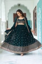 Semi-Stitched Embroidered Lehenga