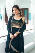 Semi-Stitched Embroidered Lehenga