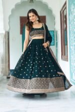 Semi-Stitched Embroidered Lehenga