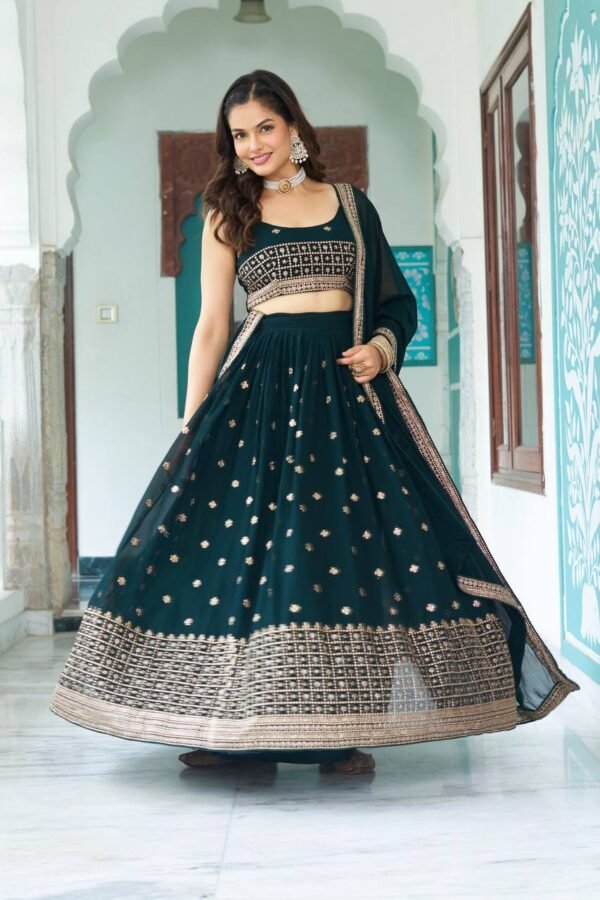 Semi-Stitched Embroidered Lehenga (9) Semi-Stitched Embroidered Lehenga