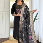 Black Kurti with Pant Dupatta