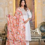 Chanderi Kurta With Pant Dupatta Set