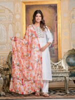 Chanderi Kurta With Pant Dupatta Set