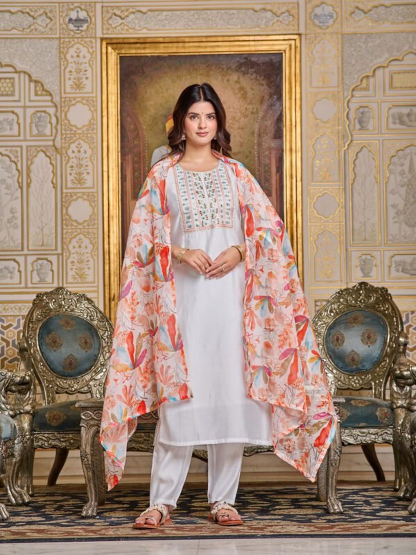 Chanderi Kurta With Pant Dupatta Set5 Women Chanderi Kurta With Pant And Dupatta Set | My Fashion - Image 5